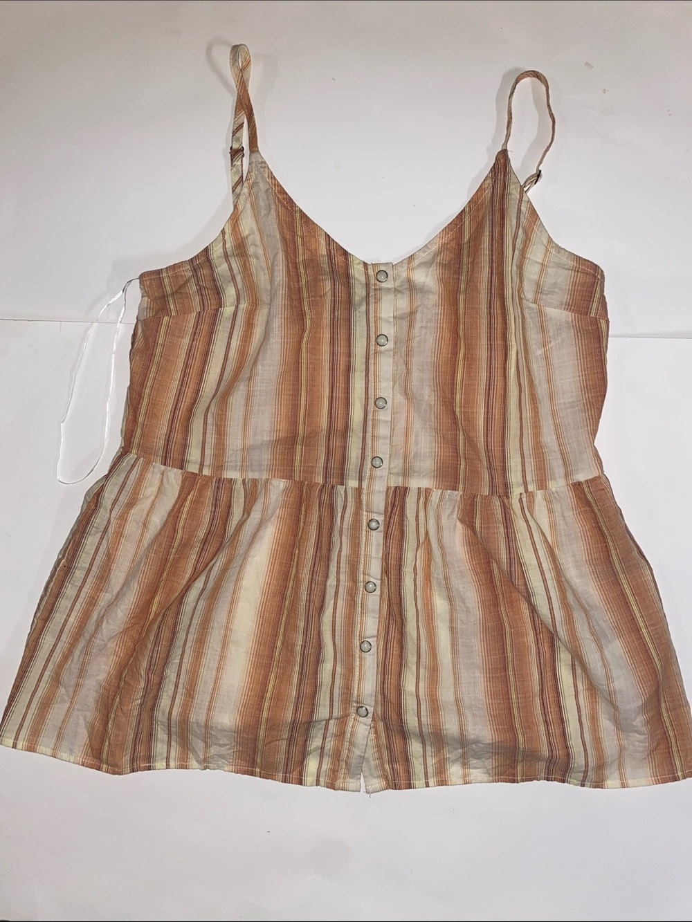 Striped Button-Front Sleeveless Camisole in Brown and Cream